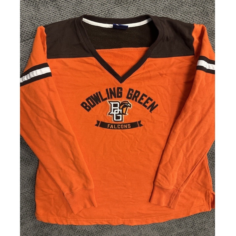 Champion Bowling Green Falcons Long Sleeve Shirt Mens XXL Orange Brown V-Neck